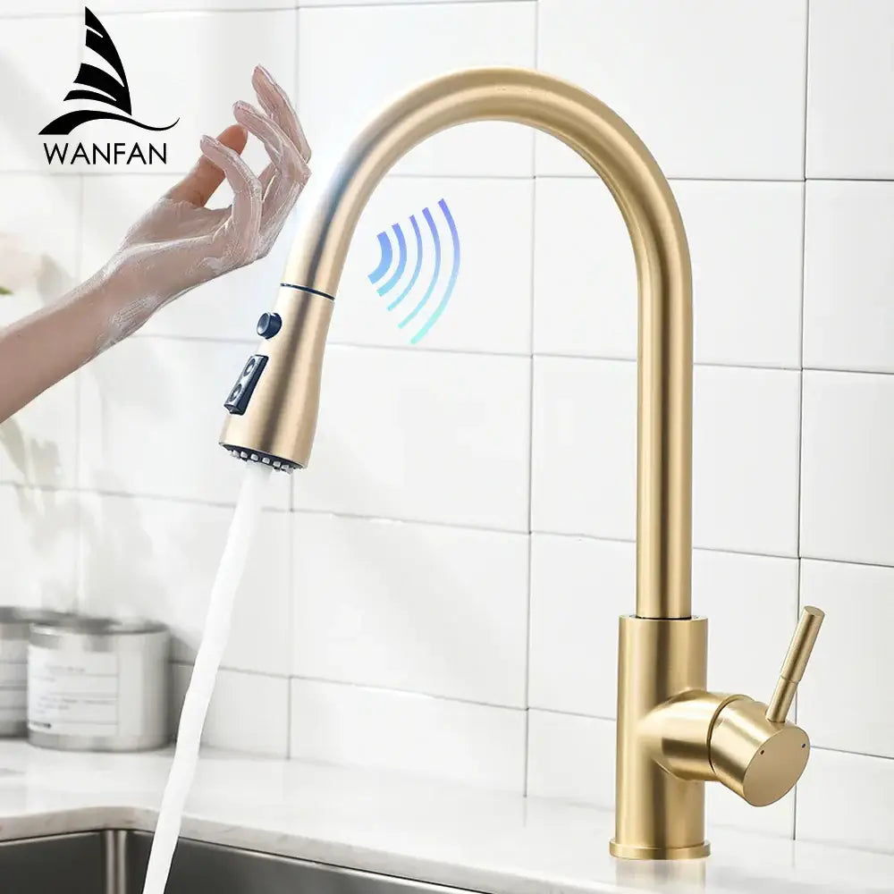 Modern gold touch control sink tap kitchen faucet