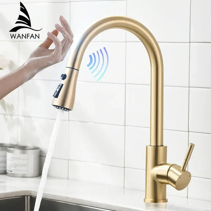 Modern gold touch control sink tap kitchen faucet