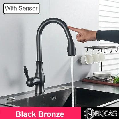 Modern gold touch sensor kitchen faucet pull out mixer tap