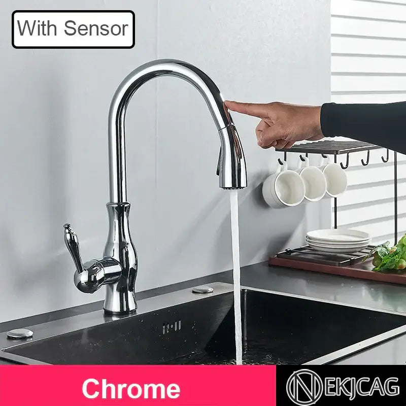 Modern gold touch sensor kitchen faucet pull out mixer tap