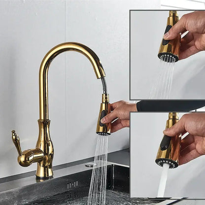 Modern gold touch sensor kitchen faucet pull out mixer tap