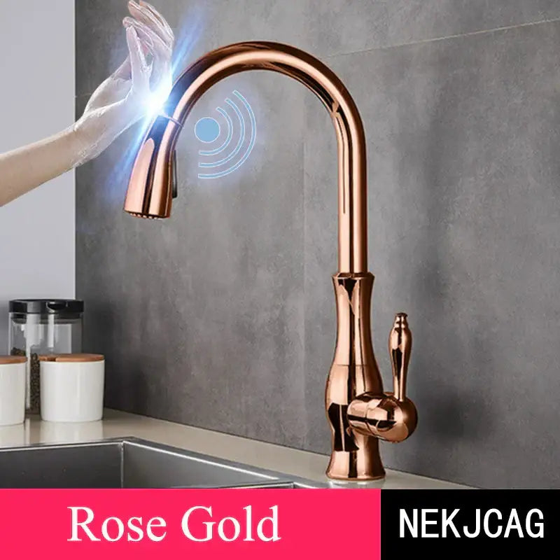 Modern gold touch sensor kitchen faucet pull out mixer tap