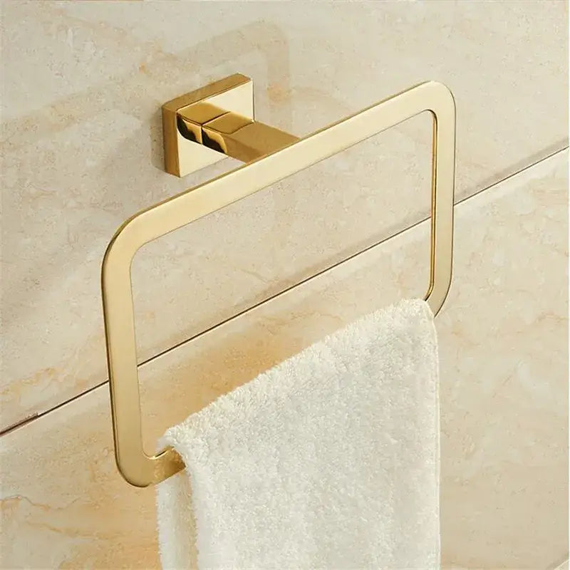Modern gold towel ranger bathroom accessory rack