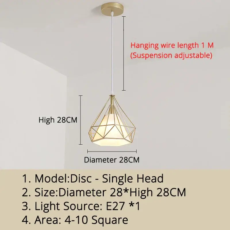 Modern gold triangle pendant lights dining room geometric fixture