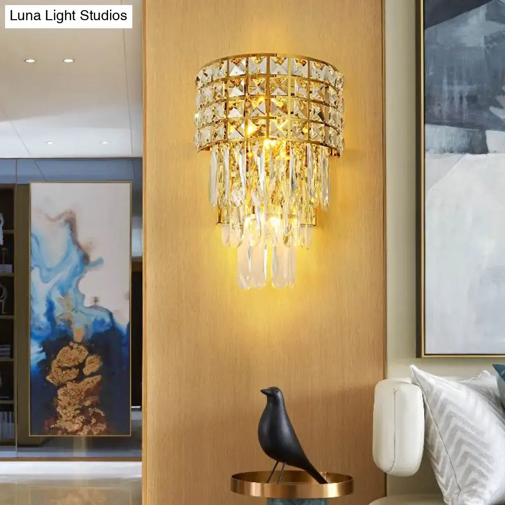 Modern gold triangular crystal wall lamp bedroom 110v-120v light