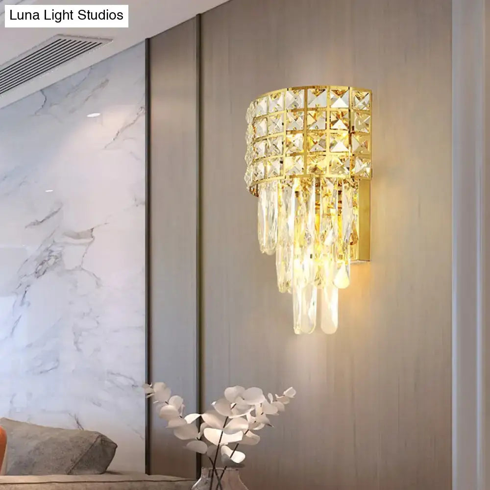 Modern gold triangular crystal wall lamp bedroom 110v-120v light