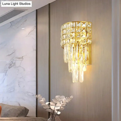 Modern gold triangular crystal wall lamp bedroom 110v-120v light