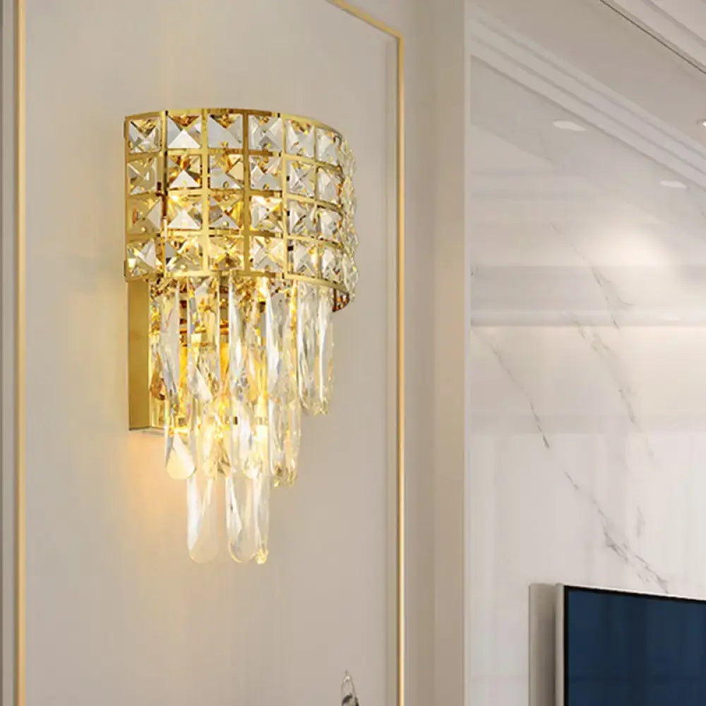 Modern gold triangular crystal wall lamp bedroom 110v-120v light