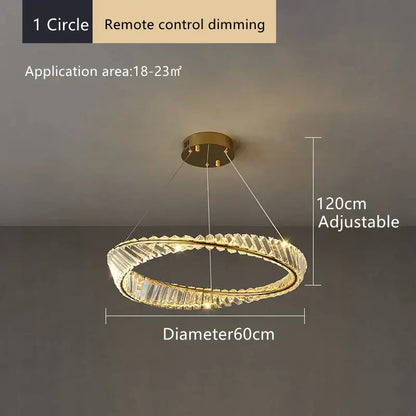 Modern gold triple ring crystal ceiling chandelier living room