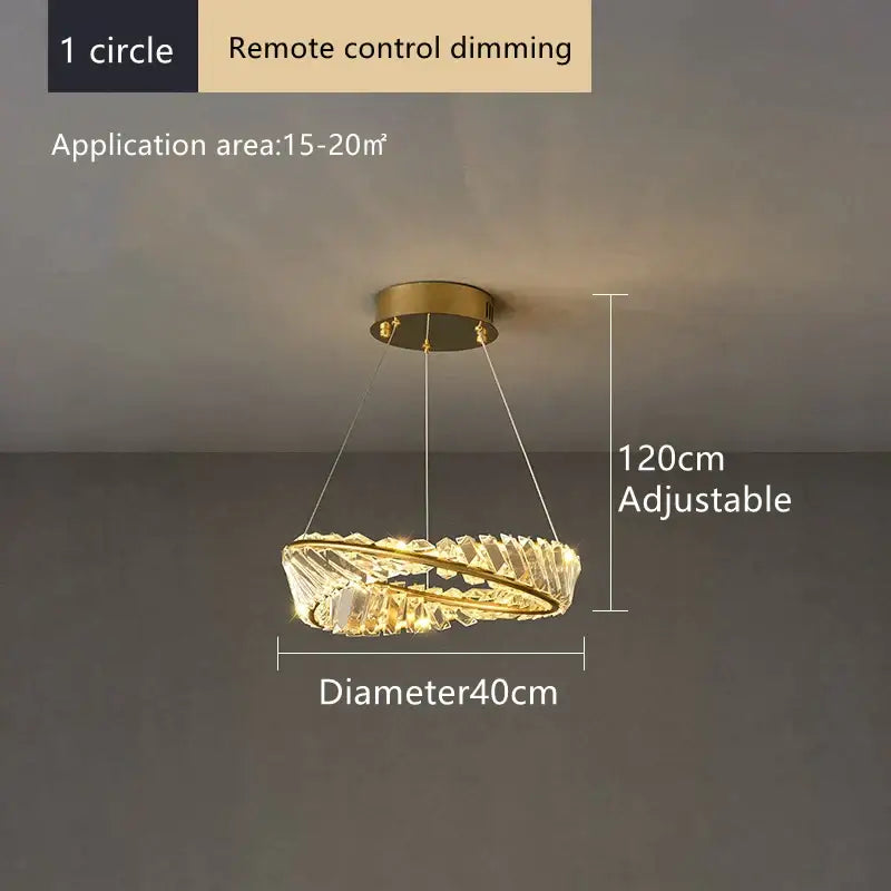 Modern gold triple ring crystal ceiling chandelier living room