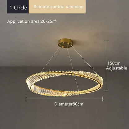 Modern gold triple ring crystal ceiling chandelier living room