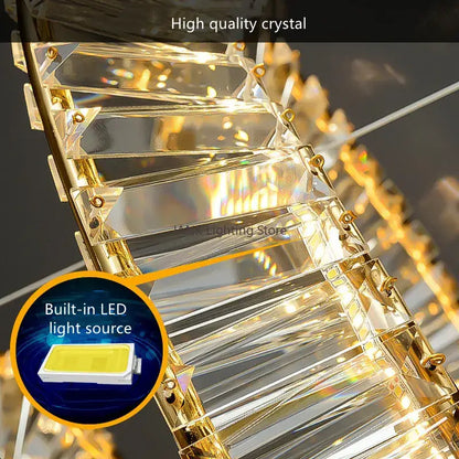 Modern gold triple ring crystal ceiling chandelier living room