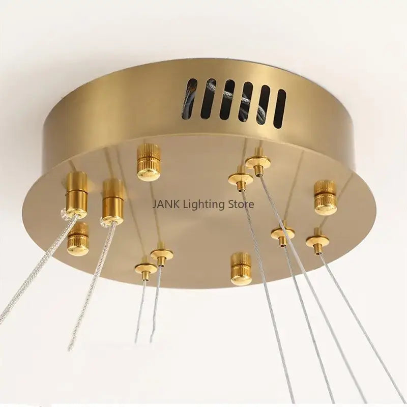 Modern gold triple ring crystal ceiling chandelier living room
