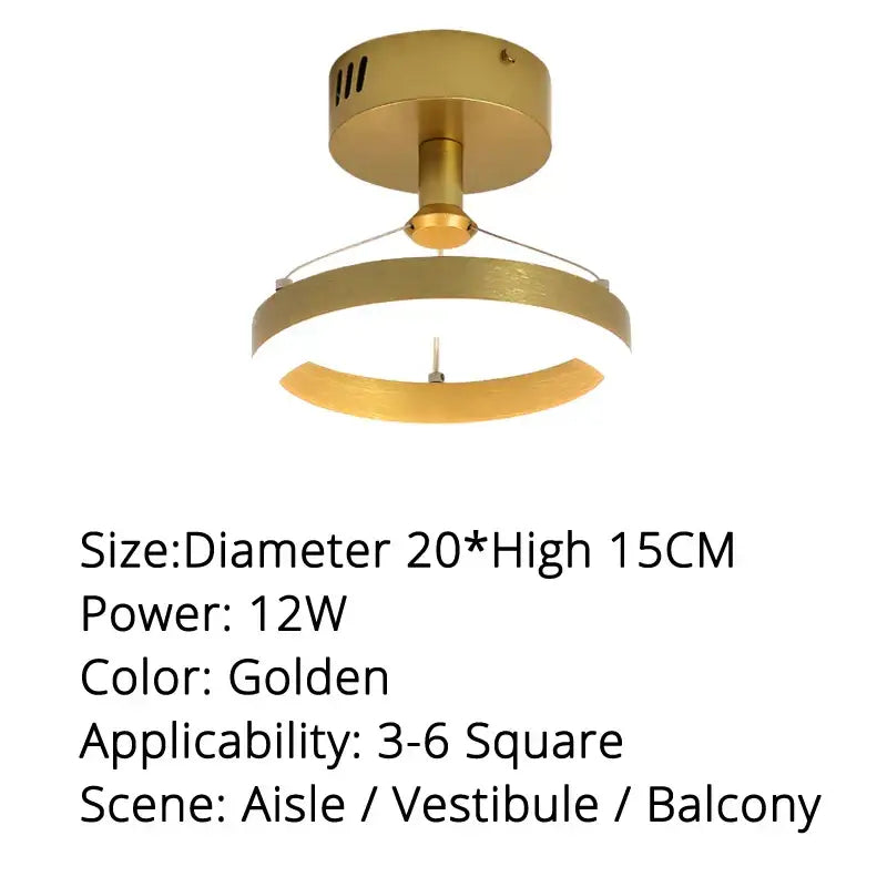 Modern gold triple ring led pendant lights dining room fixture