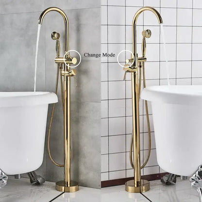 Modern gold tub sink faucet with handshower bathroom fixture