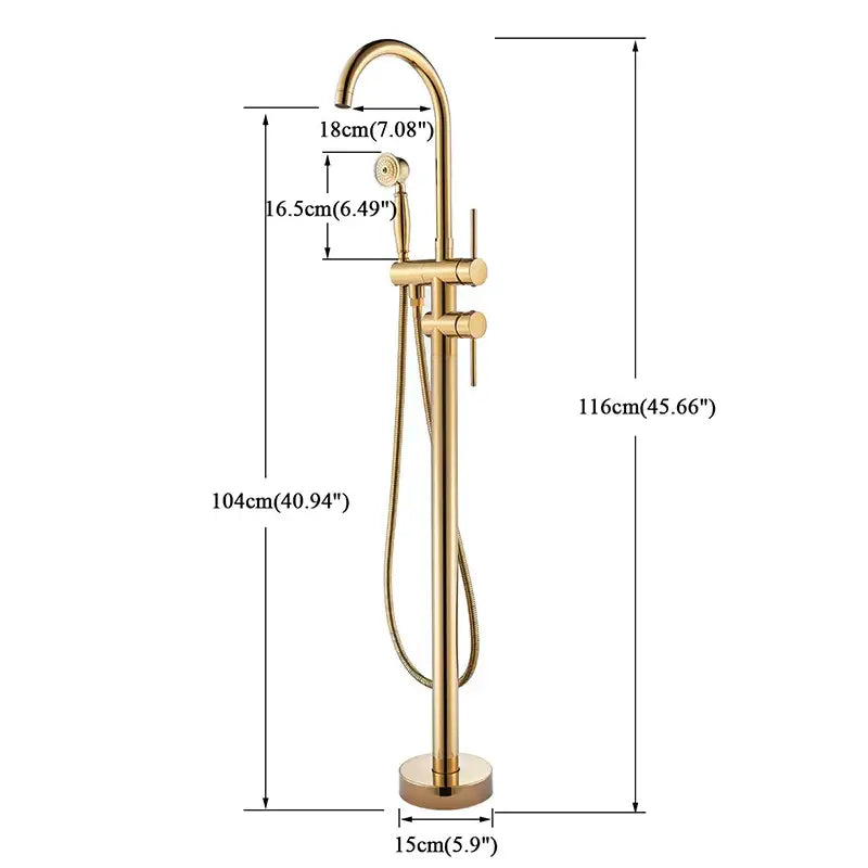 Modern gold tub sink faucet with handshower bathroom fixture