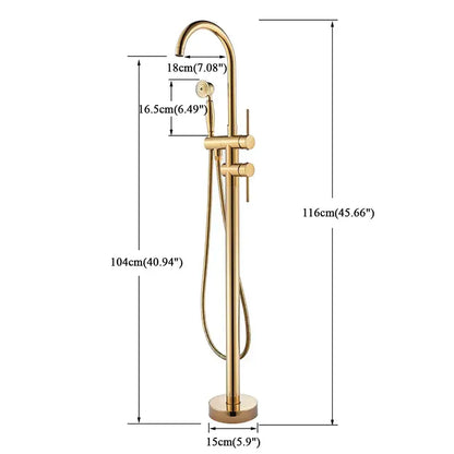 Modern gold tub sink faucet with handshower bathroom fixture