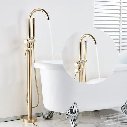 Modern gold tub sink faucet with handshower bathroom fixture