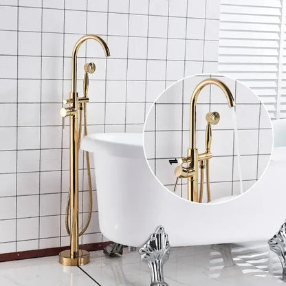 Modern gold tub sink faucet with handshower bathroom fixture