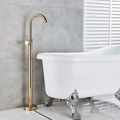 Modern gold tub sink faucet with handshower bathroom fixture