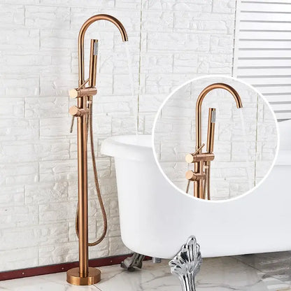 Modern gold tub sink faucet with handshower bathroom fixture