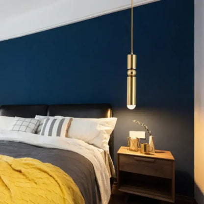 Modern gold tube pendant light kitchen bedside hanging lamp