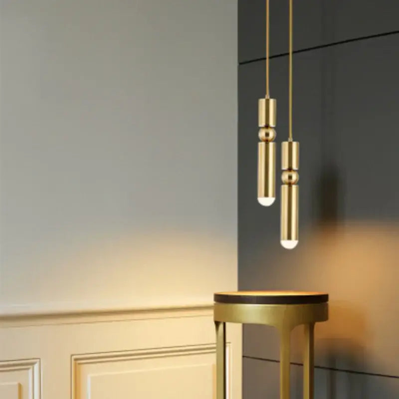Modern gold tube pendant light kitchen bedside hanging lamp