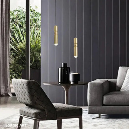 Modern gold tube pendant light kitchen bedside hanging lamp