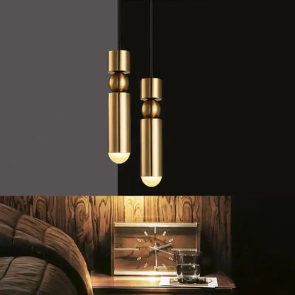 Modern gold tube pendant light kitchen bedside hanging lamp