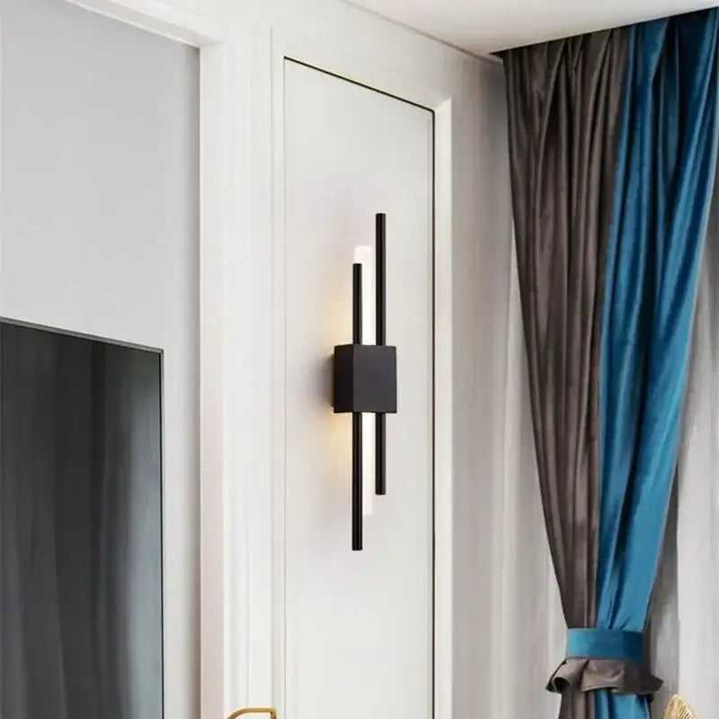 Modern gold tube wall sconce bedroom fabric diffuser light
