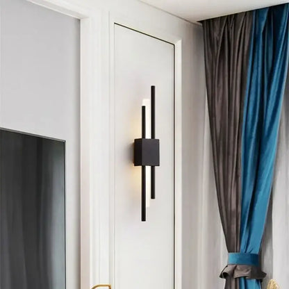 Modern gold tube wall sconce bedroom fabric diffuser light