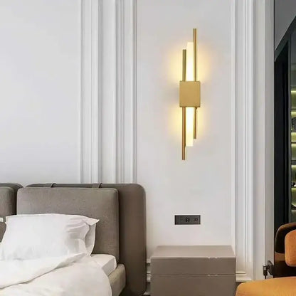 Modern gold tube wall sconce bedroom fabric diffuser light