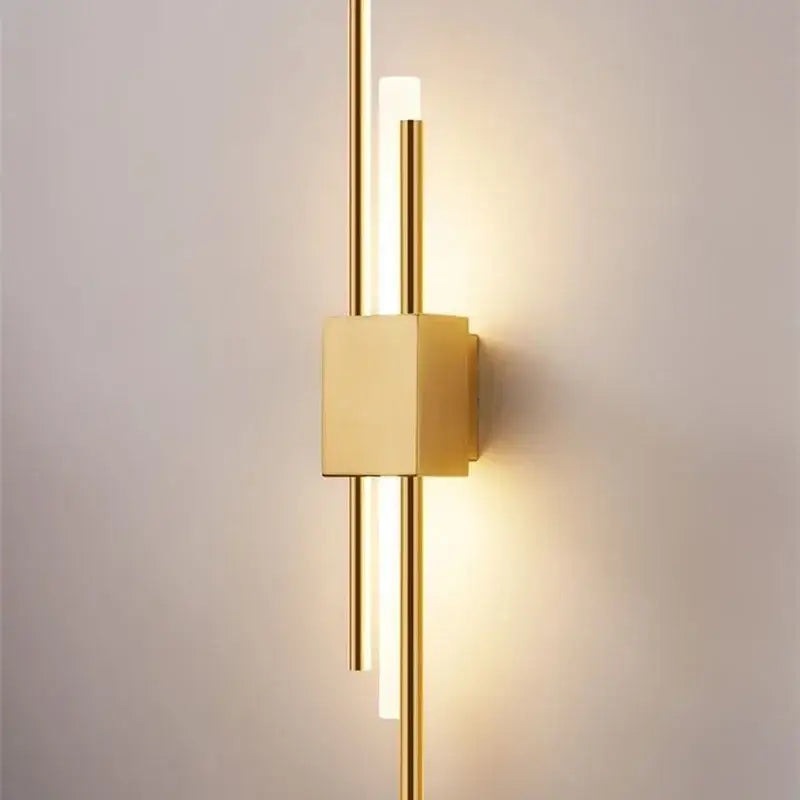 Modern gold tube wall sconce bedroom fabric diffuser light