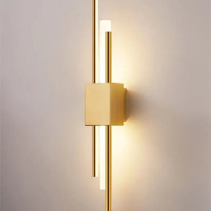 Modern gold tube wall sconce bedroom fabric diffuser light