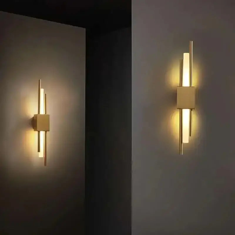 Modern gold tube wall sconce bedroom fabric diffuser light