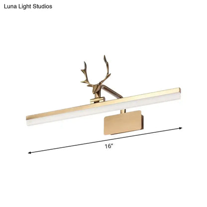 Modern gold tubular antler led vanity light fixture bathroom wall light