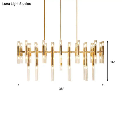 Modern gold tubular led island pendant dining room chandelier