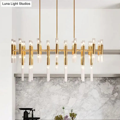 Modern gold tubular led island pendant dining room chandelier