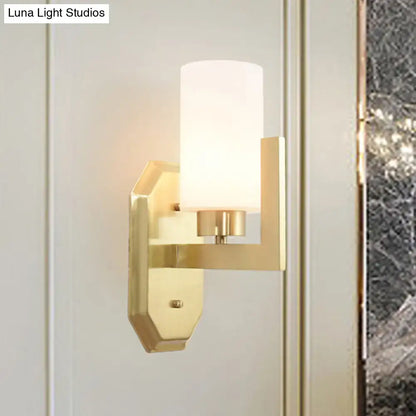 Modern gold tubular wall lamp living room glass fixture