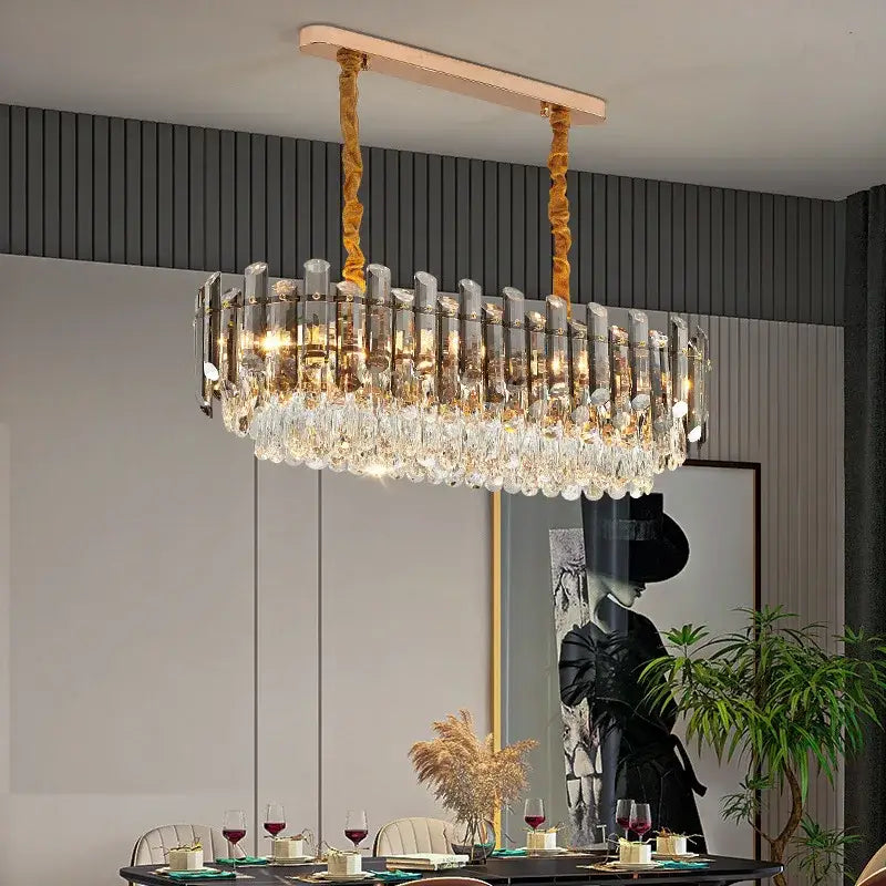 Modern gold twisted brass crystal chandelier living room light