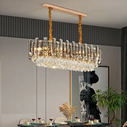 Modern gold twisted brass crystal chandelier living room light