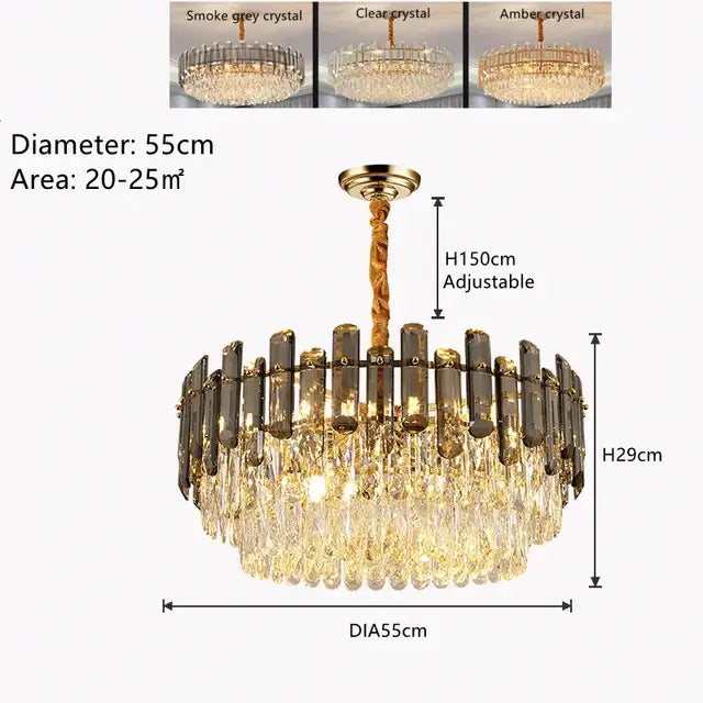 Modern gold twisted brass crystal chandelier living room light