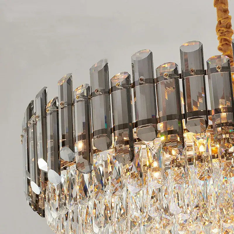 Modern gold twisted brass crystal chandelier living room light