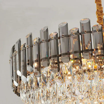 Modern gold twisted brass crystal chandelier living room light