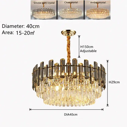 Modern gold twisted brass crystal chandelier living room light