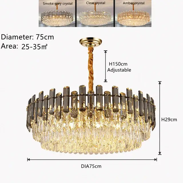 Modern gold twisted brass crystal chandelier living room light