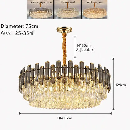 Modern gold twisted brass crystal chandelier living room light
