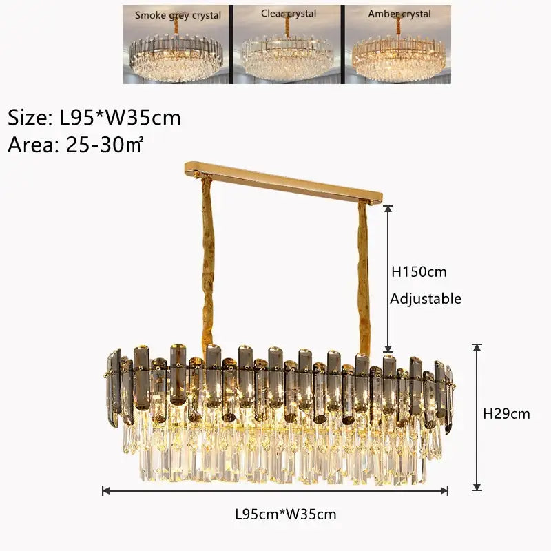 Modern gold twisted brass crystal chandelier living room light