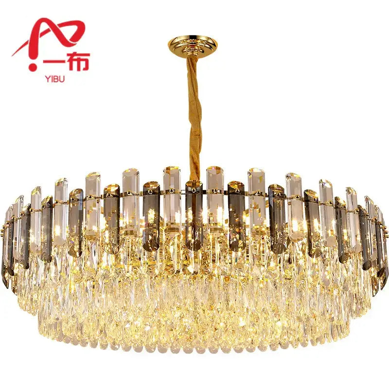 Modern gold twisted brass crystal chandelier living room light