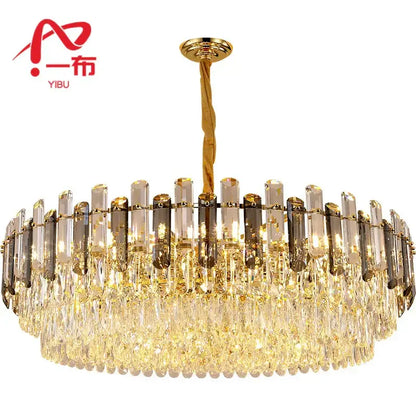 Modern gold twisted brass crystal chandelier living room light